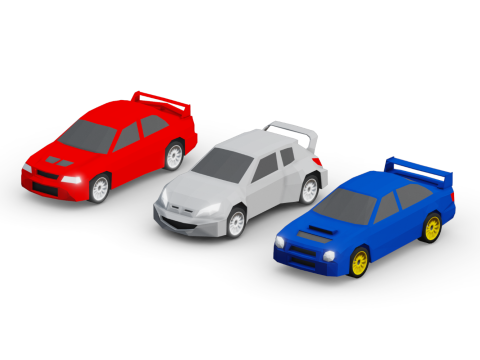 Low Poly Rally Cars 3D Model