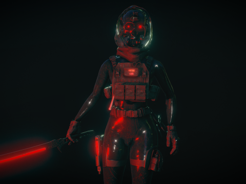 Cyborg with Thermal Katana 3D Модель