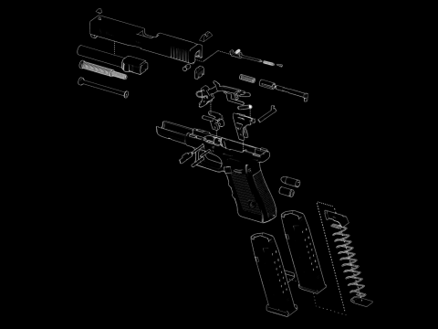 G17 9mm Pistol Schematics Modello 3D