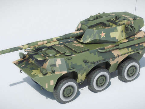PLA PTL02 Wheeled Tank Destroyer 3D Model