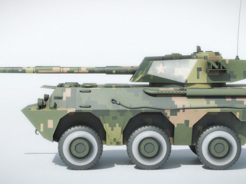 PLA PTL02 Wheeled Tank Destroyer 3D Model