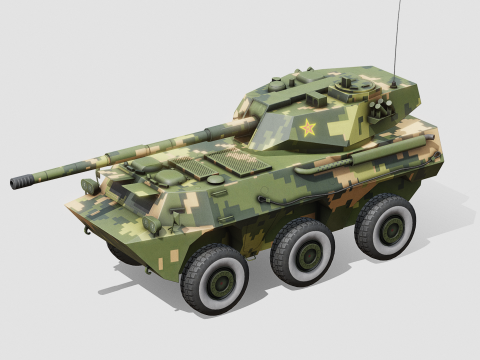 PLA PTL02 Wheeled Tank Destroyer 3D Model