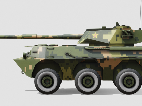 PLA PTL02 Wheeled Tank Destroyer 3D Model