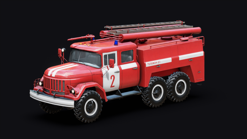 Soviet AC40 Fire Truck 3D Model .c4d .max .obj .3ds .fbx .stl .blend