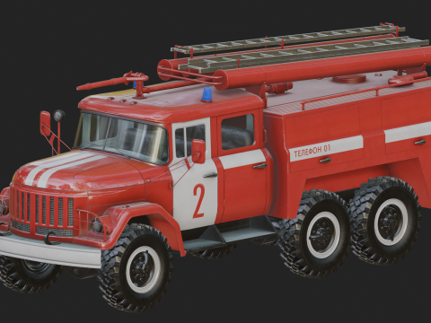 Soviet AC40 Fire Truck 3D Model