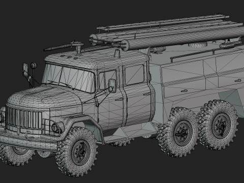 Soviet AC40 Fire Truck 3D Model