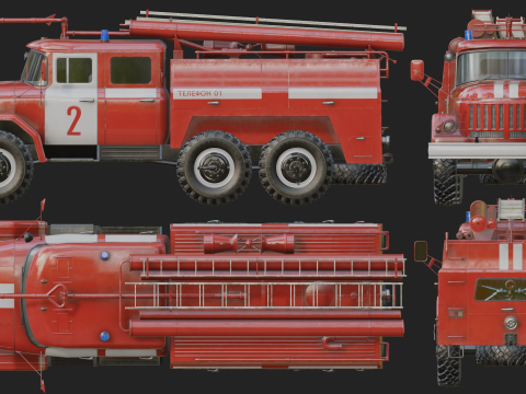 Soviet AC40 Fire Truck 3D Model