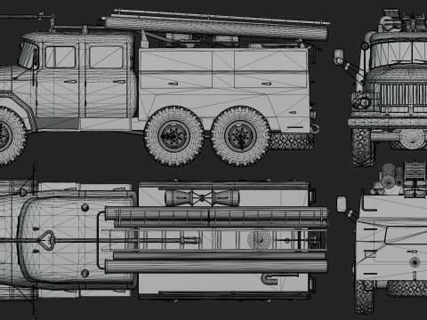 Soviet AC40 Fire Truck 3D Model