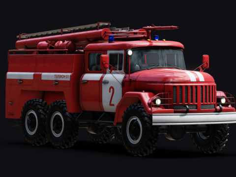 Soviet AC40 Fire Truck 3D Model