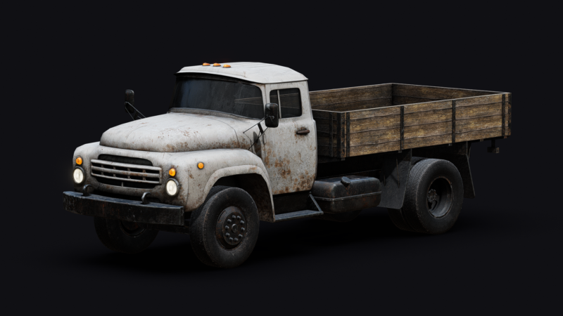 Rusty Old Soviet Truck 3Dモデル .c4d .max .obj .3ds .fbx .stl .blend 