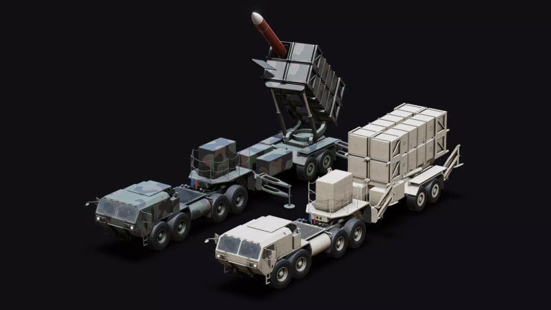 带牵引车的地对空导弹发射器 3D 模型 .c4d .max .obj .3ds .fbx .stl .blend