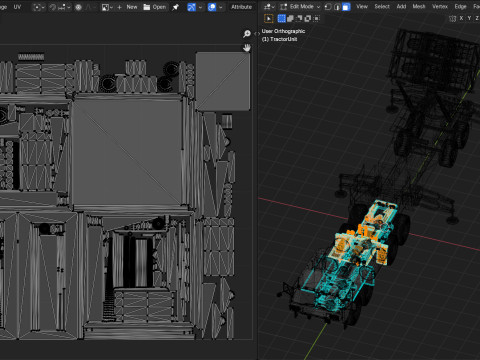 带牵引车的地对空导弹发射器 3D 模型