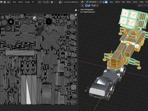带牵引车的地对空导弹发射器 3D 模型
