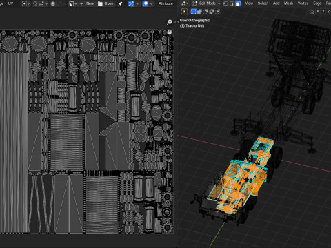 带牵引车的地对空导弹发射器 3D 模型