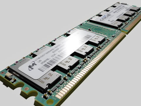 Hi-poly PC memory modules RAM DDR1 SDRAM Crucial Patriot 3D Model