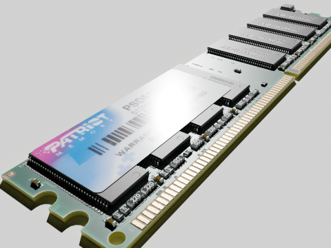 Hi-poly PC memory modules RAM DDR1 SDRAM Crucial Patriot 3D Model