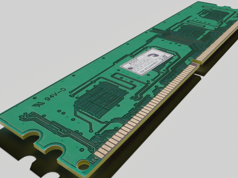 Hi-poly PC memory modules RAM DDR1 SDRAM Crucial Patriot 3D Model