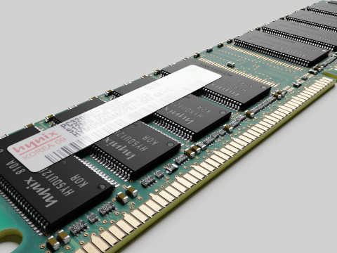 Hi-poly PC memory modules RAM DDR1 SDRAM Crucial Patriot Hyunix PMI Model 3D