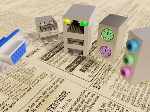 Computer Motherboard Parts 3D मॉडल