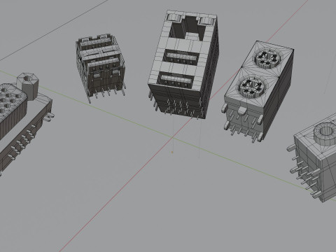 Computer Motherboard Parts 3D मॉडल