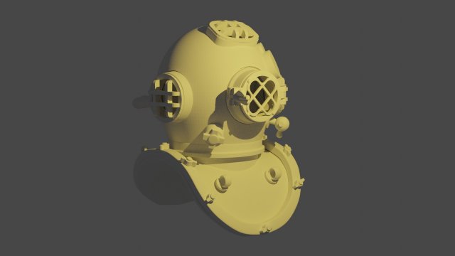 Diving Helmet 3D Print Model .c4d .max .obj .3ds .fbx .stl .blend 