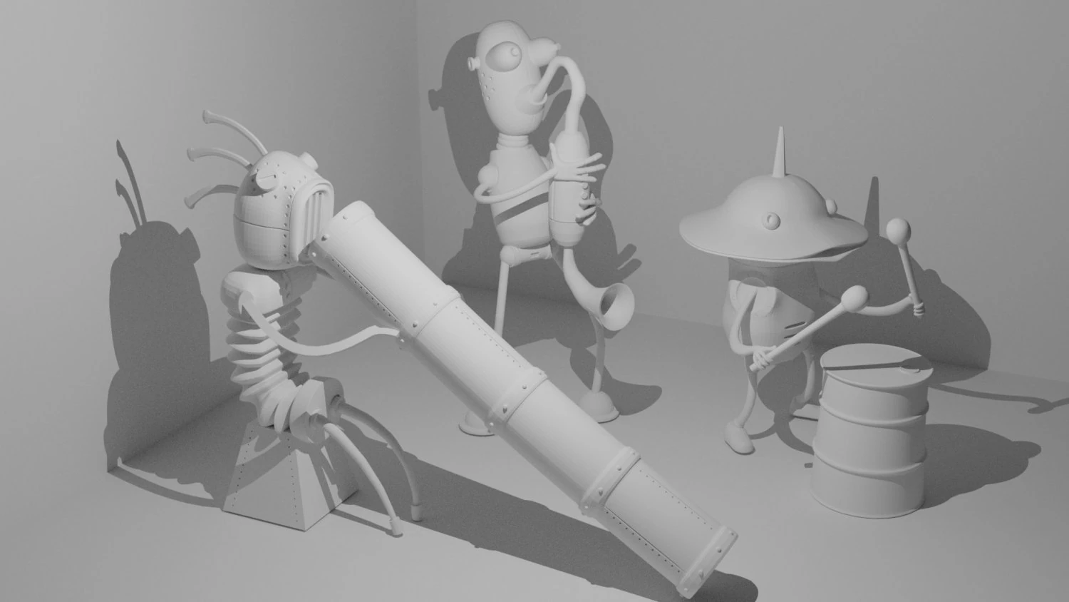 Robot Müzisyenler 3D Baskı Modeli .c4d .max .obj .3ds .fbx .stl .blend