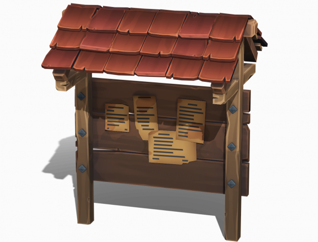 Stylized Notice Board - PBR Game Ready 3D 모델 .c4d .max .obj .3ds .fbx .stl .blend 