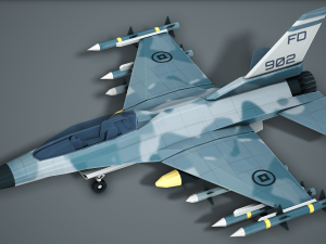 Stylized F-16 Falcon Low Poly Mobile Ready 3D मॉडल