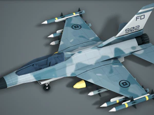 Stylized F-16 Falcon Low Poly Mobile Ready 3D Model