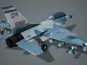 Stylized F-16 Falcon Low Poly Mobile Ready 3D Model