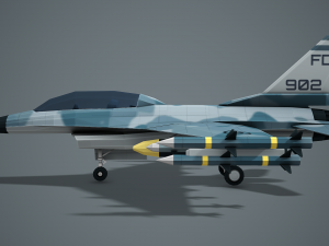 Stylized F-16 Falcon Low Poly Mobile Ready 3D मॉडल