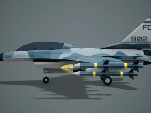 Stylized F-16 Falcon Low Poly Mobile Ready 3D Model