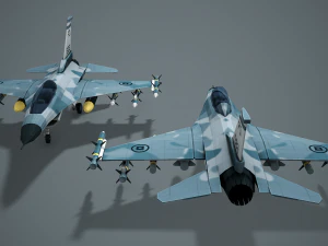 Stylized F-16 Falcon Low Poly Mobile Ready 3D Model