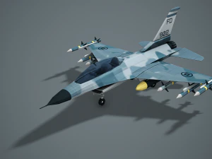 Stylized F-16 Falcon Low Poly Mobile Ready 3D Model