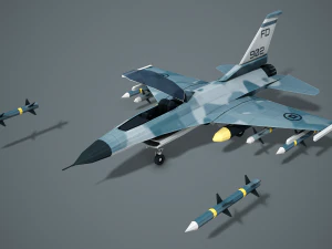 Stylized F-16 Falcon Low Poly Mobile Ready 3D Model