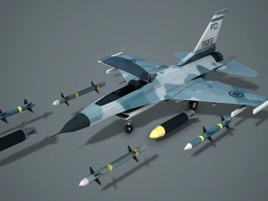 Stylized F-16 Falcon Low Poly Mobile Ready 3D Model