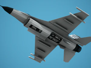 Stylized F-16 Falcon Low Poly Mobile Ready 3D Model