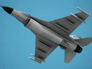 Stylized F-16 Falcon Low Poly Mobile Ready 3D Model