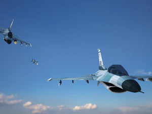 Stylized F-16 Falcon Low Poly Mobile Ready 3D Model