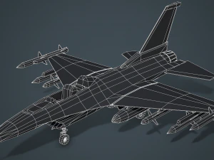 Stylized F-16 Falcon Low Poly Mobile Ready 3D Model