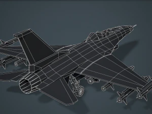 Stylized F-16 Falcon Low Poly Mobile Ready 3D Model