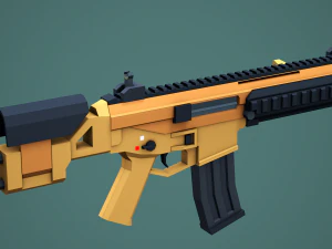 Stylized Modular ACR Rifle Low Poly Mobile Ready 3D Model