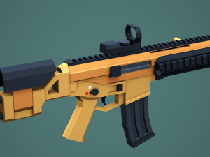 Stylized Modular ACR Rifle Low Poly Mobile Ready 3D Model