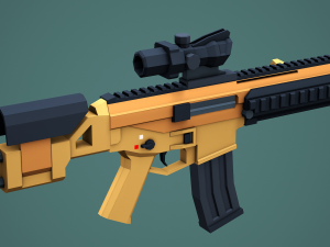 Stylized Modular ACR Rifle Low Poly Mobile Ready 3D Model