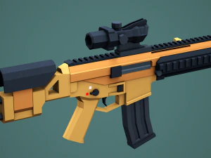 Stylized Modular ACR Rifle Low Poly Mobile Ready 3D Model
