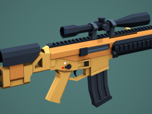 Stylized Modular ACR Rifle Low Poly Mobile Ready 3D Model