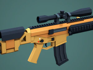 Stylized Modular ACR Rifle Low Poly Mobile Ready 3D Model