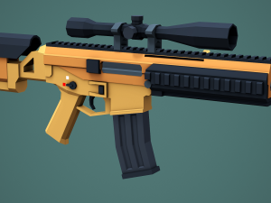 Stylized Modular ACR Rifle Low Poly Mobile Ready 3D Model