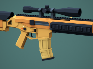 Stylized Modular ACR Rifle Low Poly Mobile Ready 3D Model