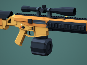 Stylized Modular ACR Rifle Low Poly Mobile Ready 3D Model